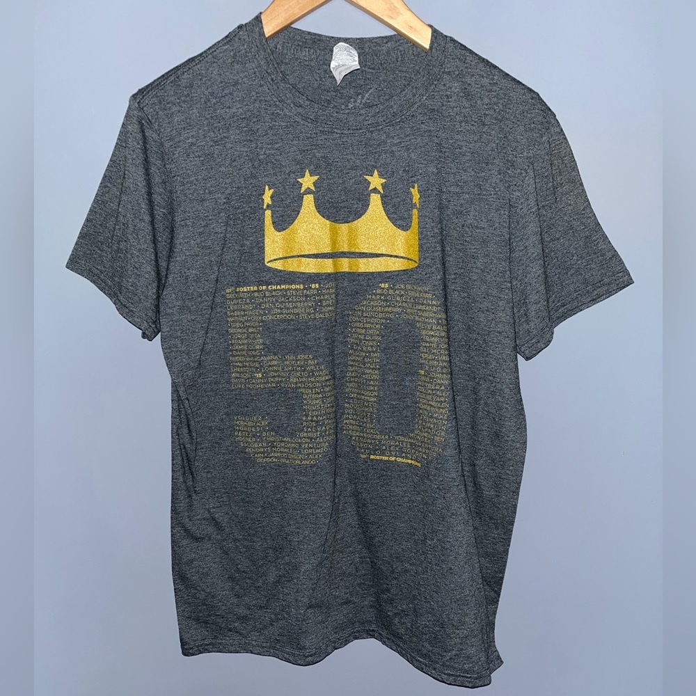 Kansas City Royals 1985 2015 World Series Roster T-Shirt Mens Medium Gray Gildan